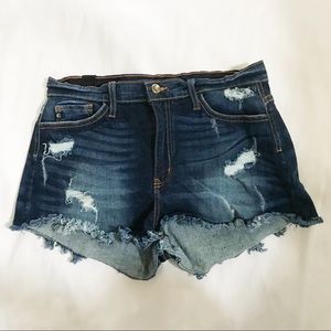 KanCan Ripped High Waisted Dark Denim/Jean Shorts